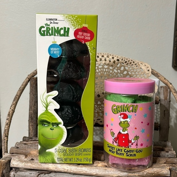 THE GRINCH Other - NEW GROUCHY GRINCH GRAPE COAL BATH BOMBS & SWEET CINDY LOU WHO FRUITY BODY SCRUB